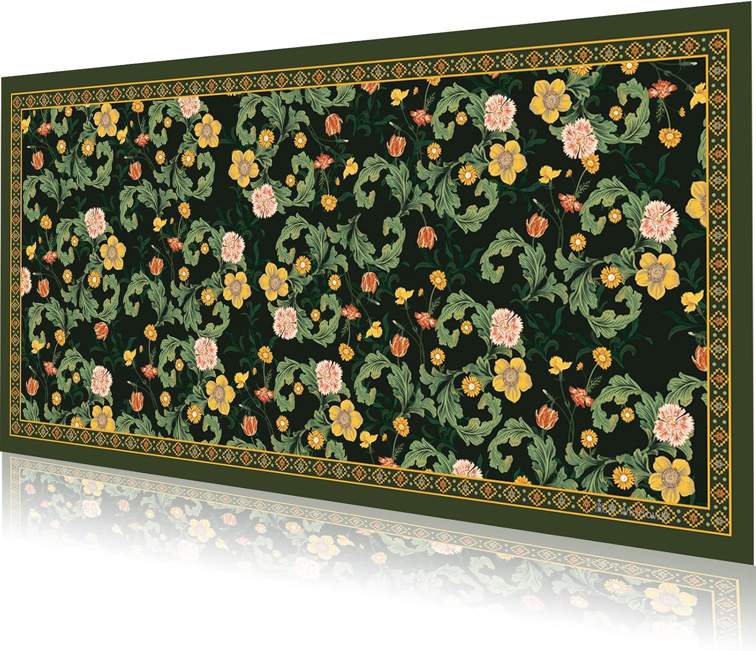 ZAXOXAZ Pad para Escritorio de Cuero PU, 80x40 cm, Flores Verdes