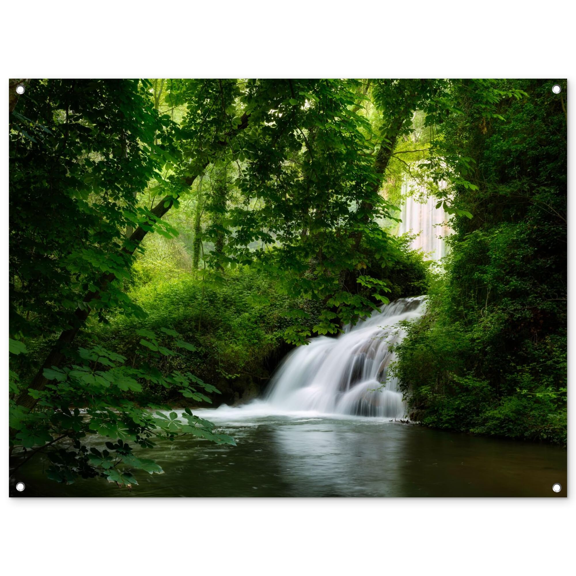 MuchoWow© Póster De Jardín Terraza Exterior Accesorios Jardin Decoracion | 120x90 cm - Pared Decorativa Balcon Wall Decoration Posters Decorativos Cascada - Naturaleza - Verde