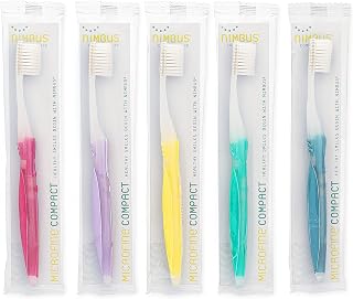 Nimbus Extra Soft Compact Toothbrushes: Periodontist-Designed Tapered Bristles for Sensitive Gums, Receding Teeth - 5 Pack