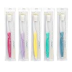 Nimbus Extra Soft Toothbrushes (Compact Size Head) Periodontist Design Tapered Bristles for Sensitive Teeth and Receding Gums, Individually Wrapped Plaque Remover Toothbrush (5 Pack, Colors May Vary)