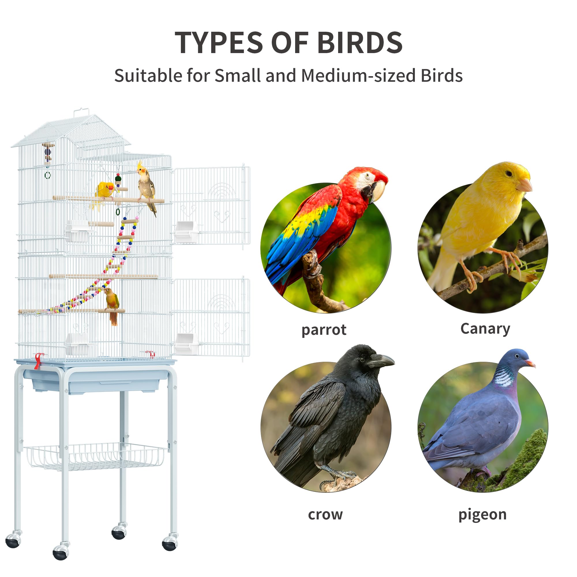 View of Snapklik.com : YITAHOME 62 Inch Roof Flight Bird Cage, Large Metal ...
