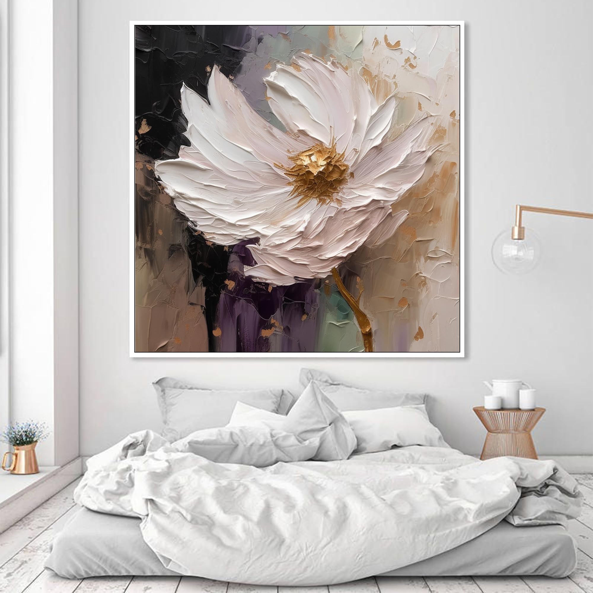 UYLHJKLZ Large Flower Abstract Painting on Canvas Boho 3D Floral