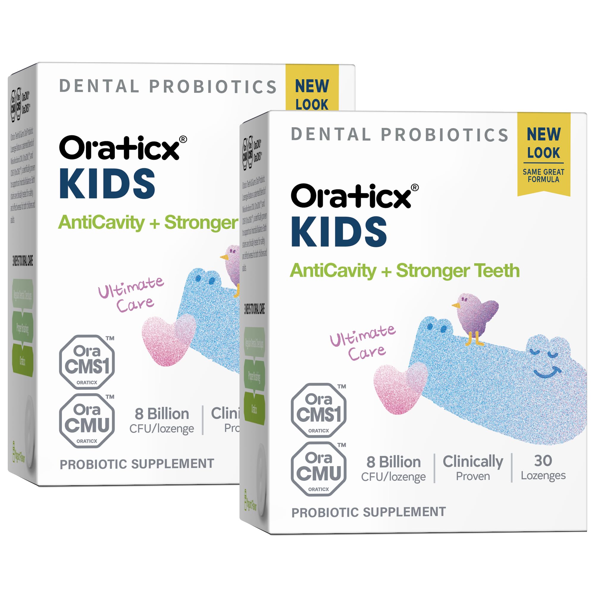 Kids Dental Probiotics for Anti-Cavity + Healthy Teeth and Gums, 8 Billion CFU Probiotics for Oral Health, Yogurt Flavor 2-Pack