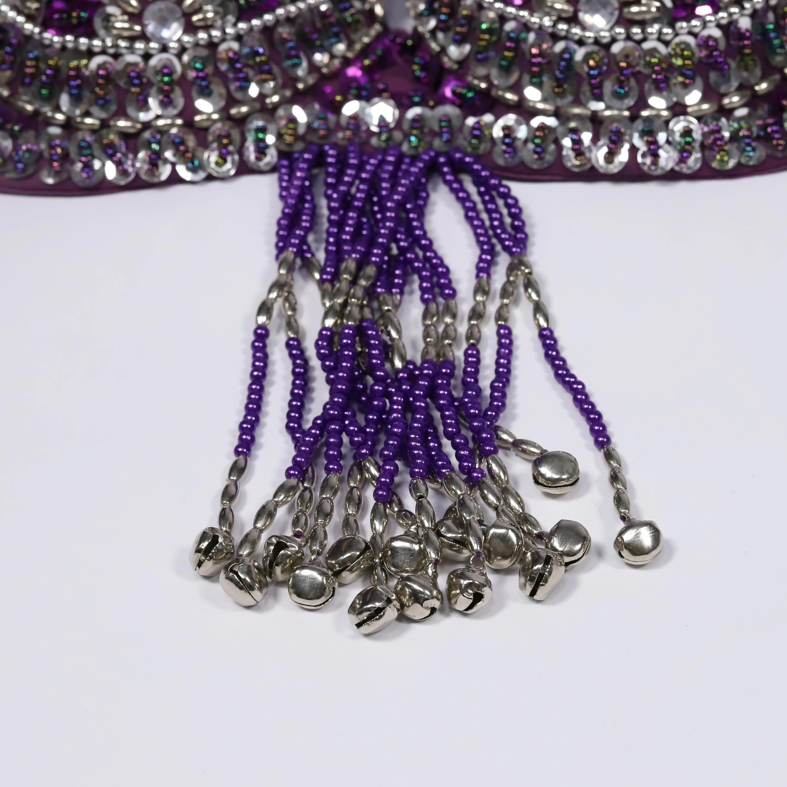 Sujetador de danza del vientre con cuentas brillantes para mujer, top corto con flecos y campanas, disfraz de festival de carnaval