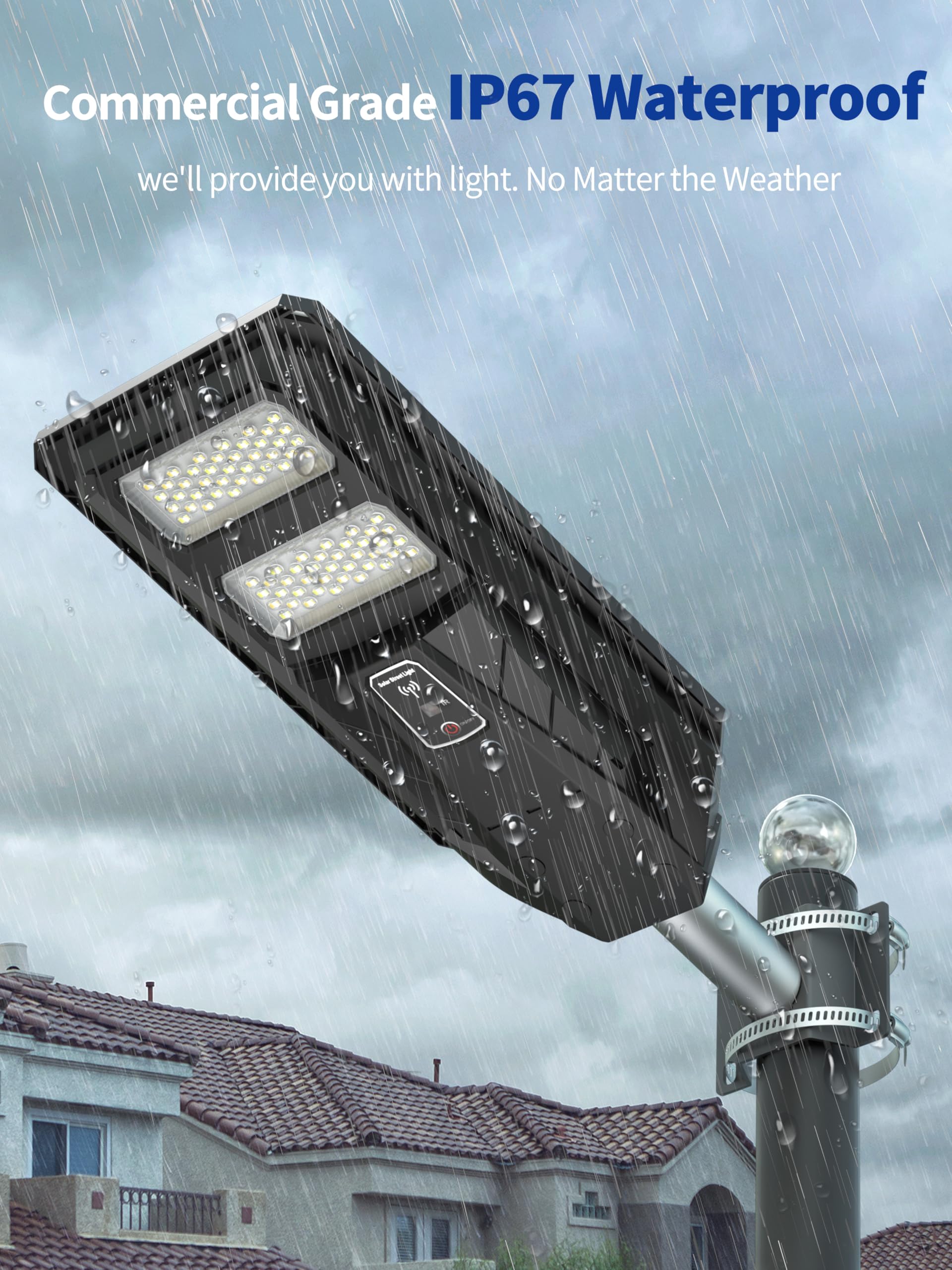 Ofuray Solar Straßenlaterne für Außen, 3000K/4000K/6500K Solarlampen mit Bewegungsmelder, Solar Strahler Dämmerung bis zum Morgengrauen, IP67 Wasserdicht für Gärten,Garage, Parkplatz, OLT-4Pack