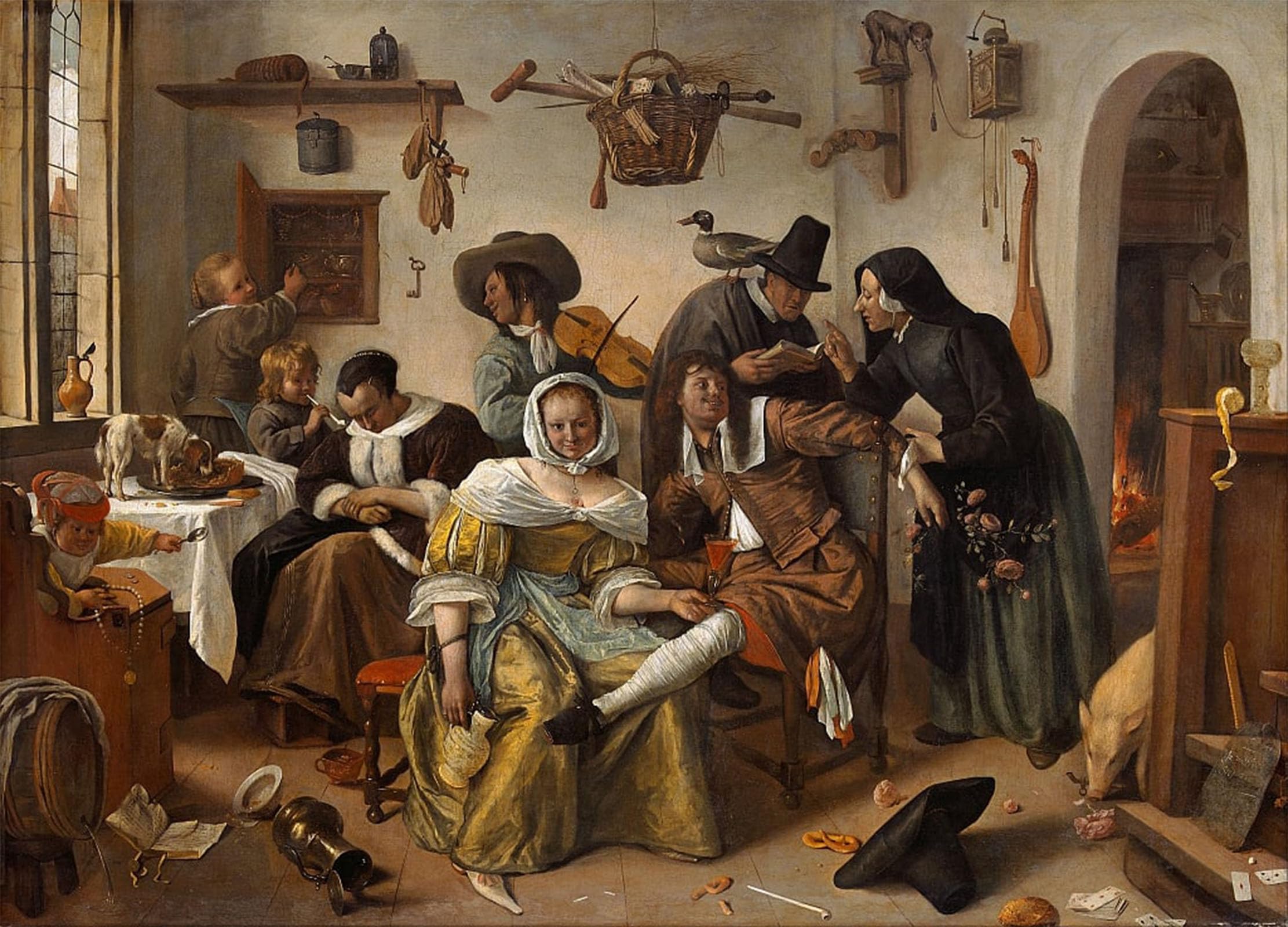 POSTERIIk Famous Animal Posters Vintage Picture the Topsy turvy World in Weelde Siet Toe by Jan Havickszoon Steen Modern Wall Decor for Home Decor 60x90cm