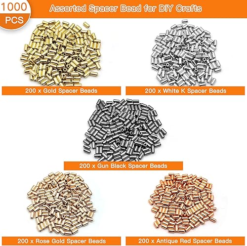 Miniatura 9 de 1000 cuentas espaciadoras redondas planas para manualidades, cuentas de disco de 5 colores para hacer joyas, pulseras, collares, aretes y