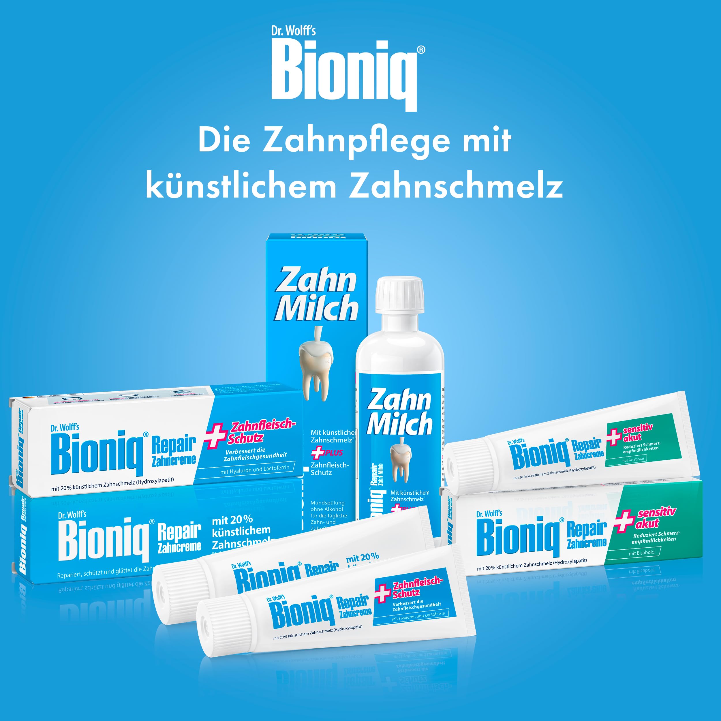 Bioniq® Dentifricio di riparazione - 6 x 75 ml - dentifricio riparativo con smalto artificiale, idrossiapatite protegge e rafforza lo smalto dei denti, senza fluoro
