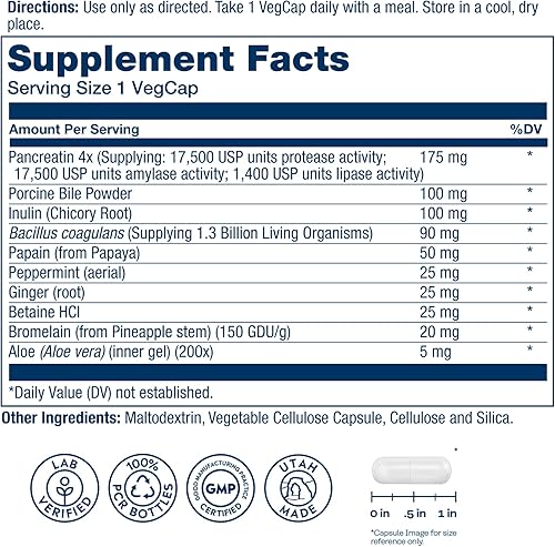 Miniatura 2 de SOLARAY Super Digestaway Plus Probióticos, enzimas digestivas con probióticos para mujeres y hombres, soporte para la digestión y la salud