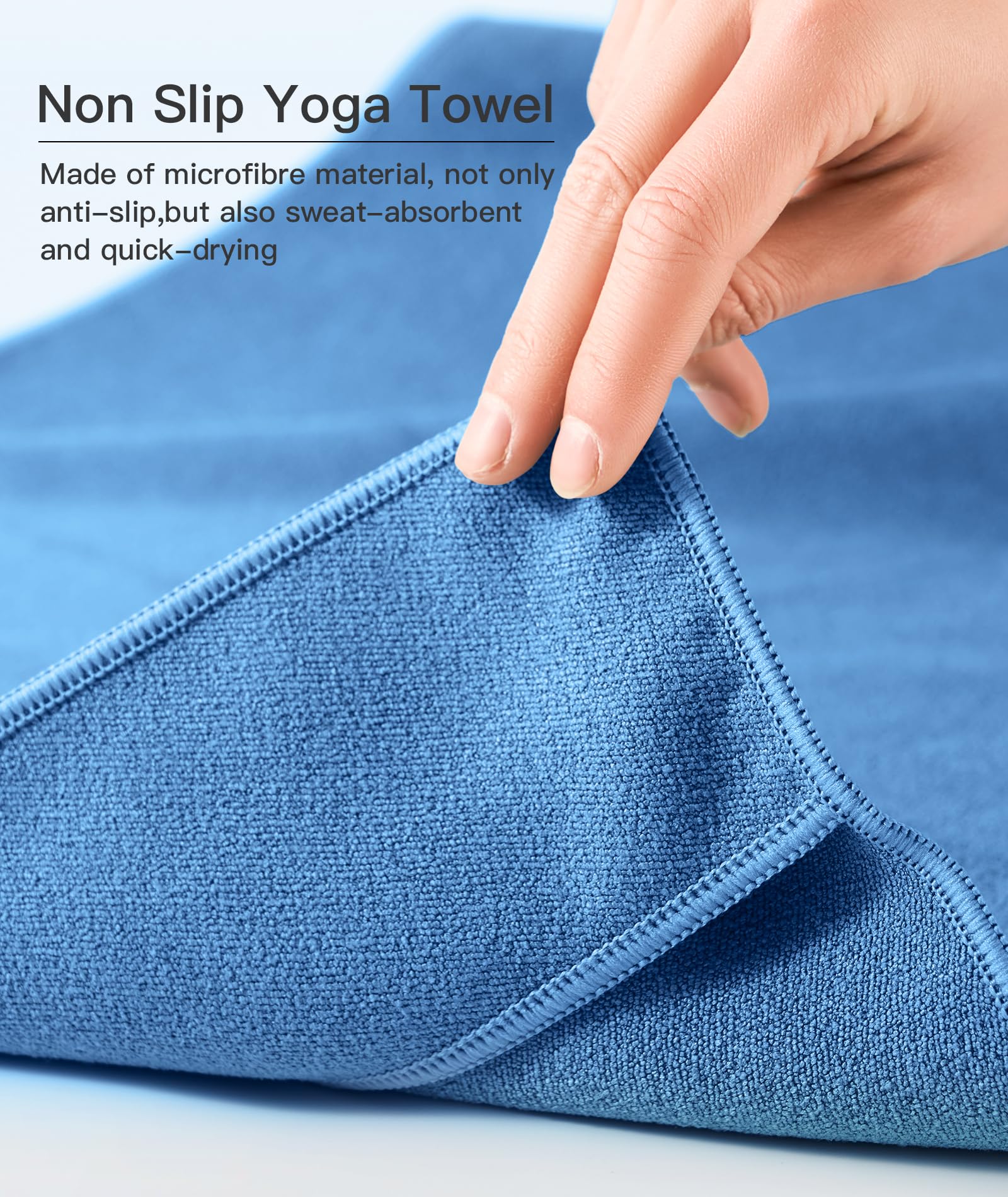 Asciugamano da yoga antiscivolo, 185 × 63 cm, assorbente, ad asciugatura rapida, per hot yoga, morbido asciugamano in microfibra, per palestra, fitness, allenamento