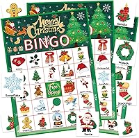 Vista 17 de Juego de bingo de Navidad para niños, niñas y adultos, 24 jugadores, tarjetas de bingo de Navidad, suministros de fiesta de Navidad, divertido juego