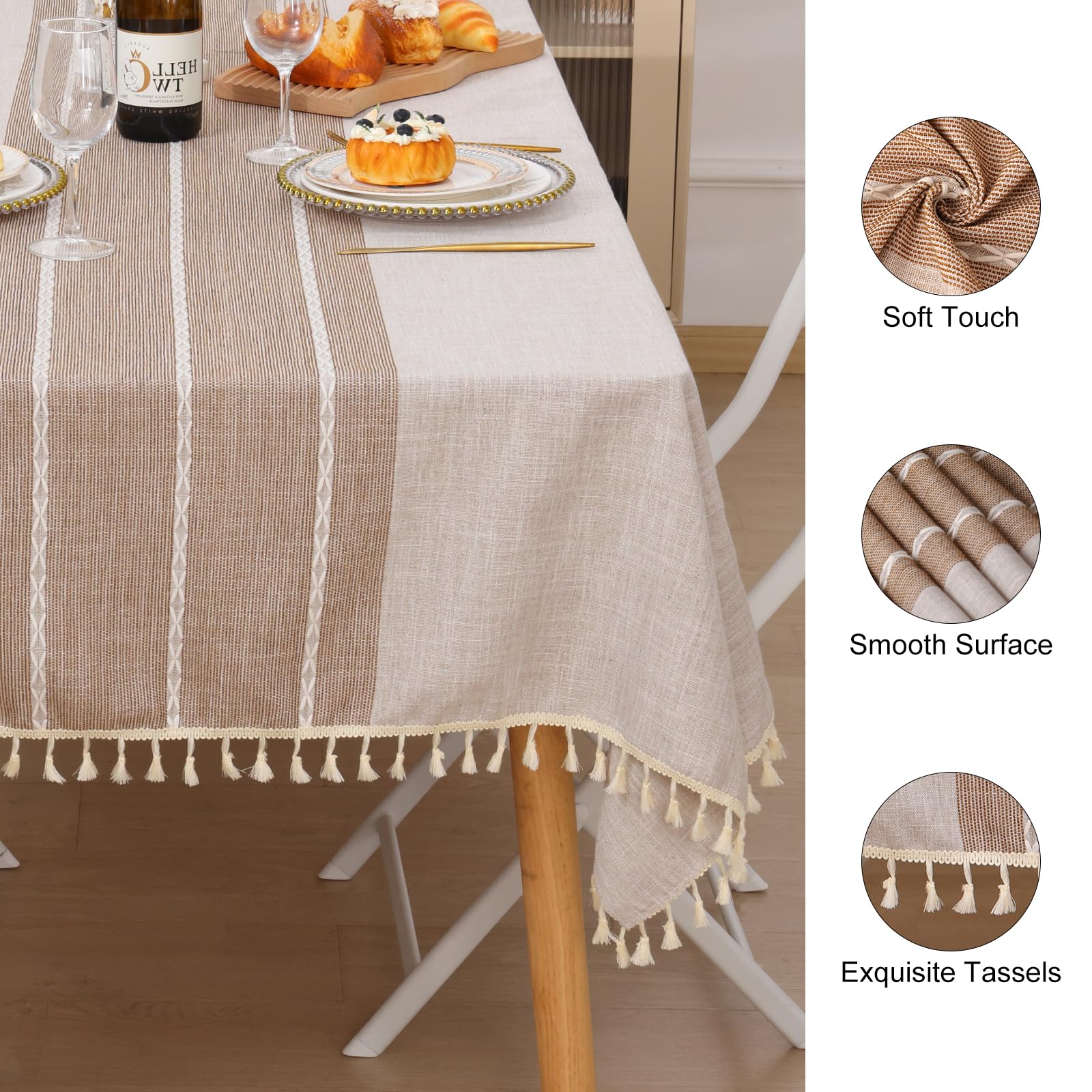 BMIDRUT - Tovaglia in cotone bianco all'uncinetto, centrotavola in pizzo, tovaglia rettangolare vintage, copritavolo per tavolo, decorazione per matrimonio e casa, 140x100 cm