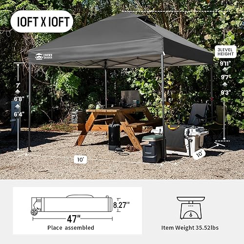Miniatura 2 de CROWN SHADES Tienda de campaña desmontable de 10 x 10 pies - Tienda de campaña instantánea para exteriores con cerradura central patentada de un