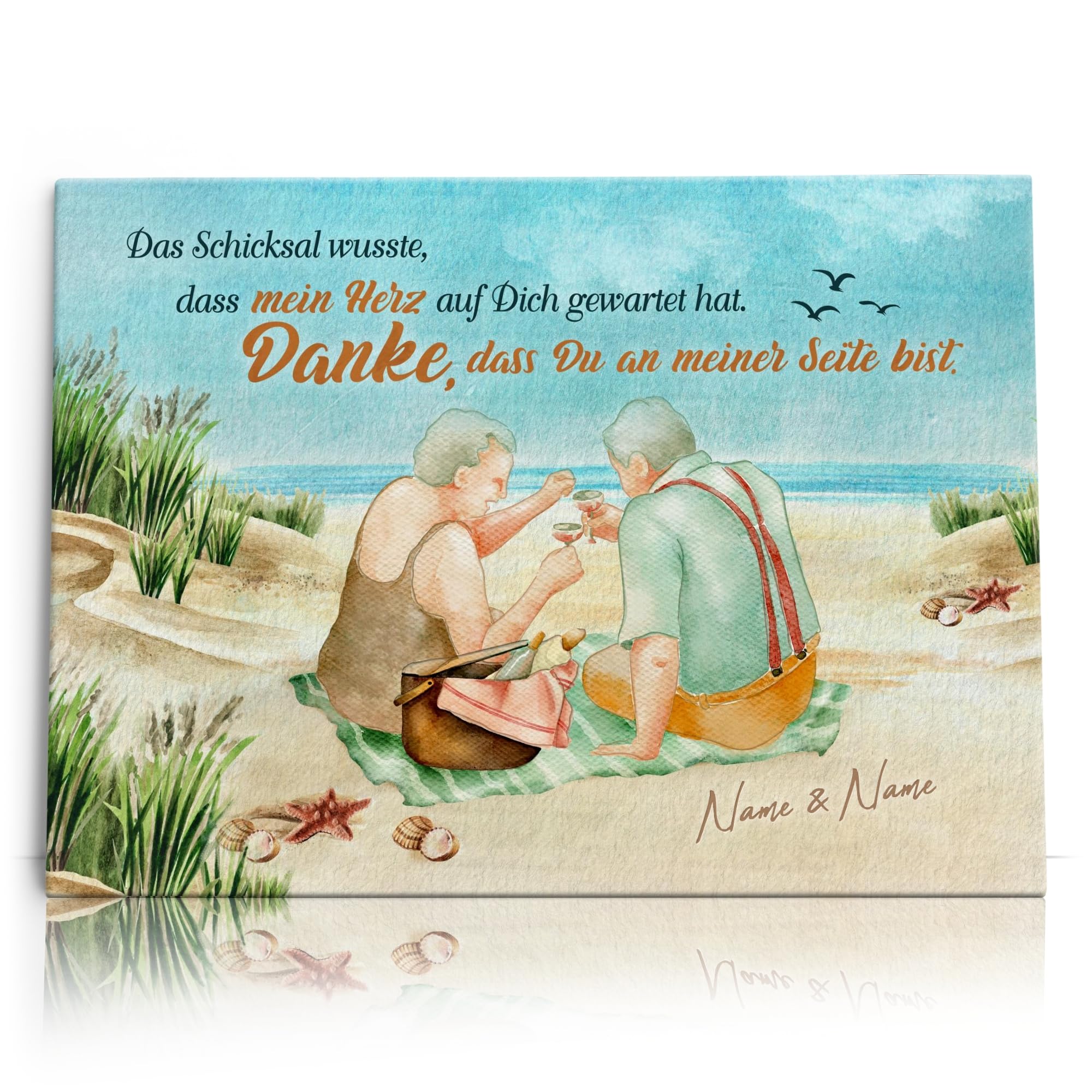 Liebesleinwand Personalisiertes Geschenk für Partner Geschenk Jahrestag, Verlobung, Hochzeitstag | Leinwandbild romantisch gestalten | Wartendes Herz