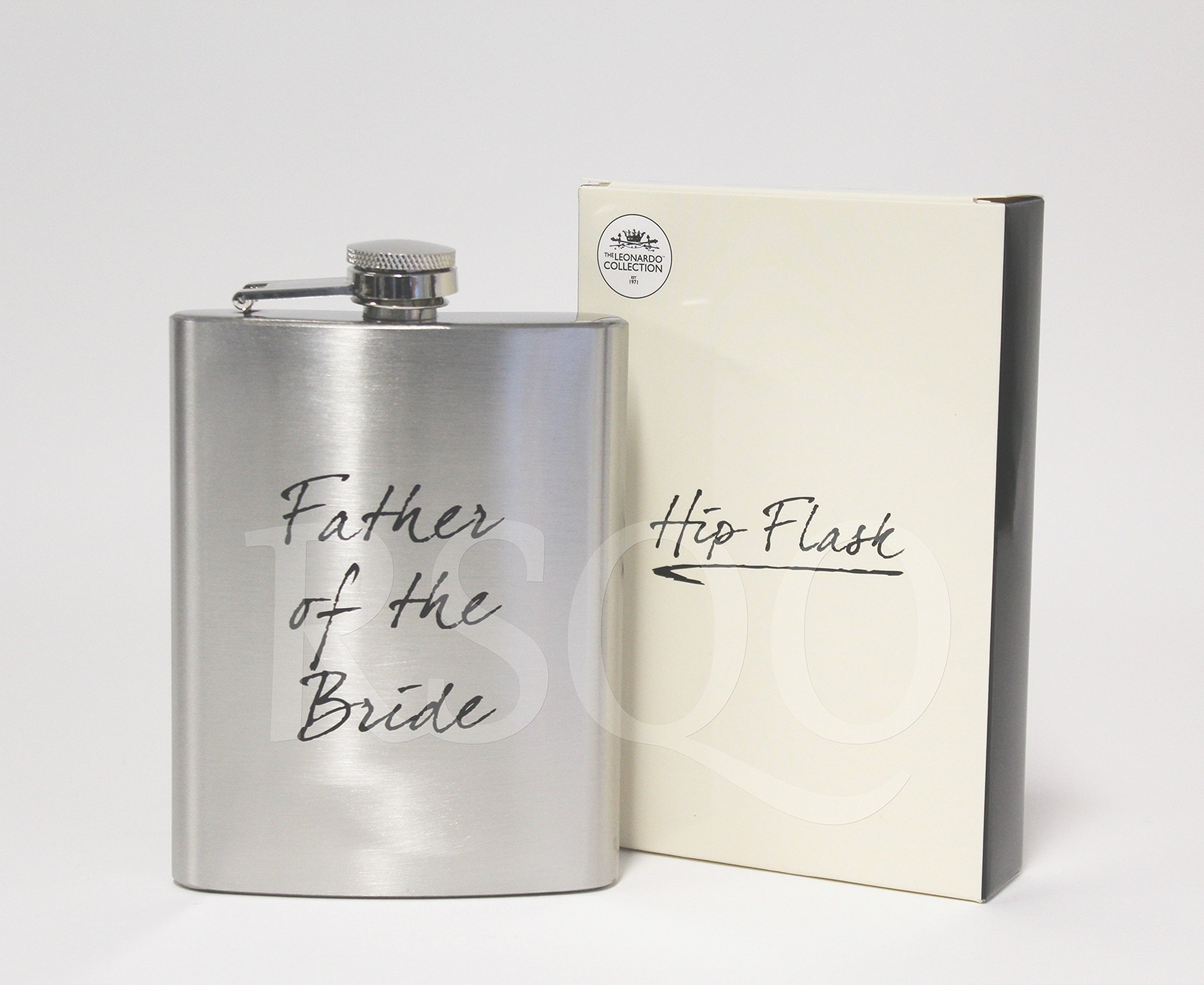 Kinoee Silver "Father Of The Bride" Aluminium Keepsake Hip Flask - Wedding Favour