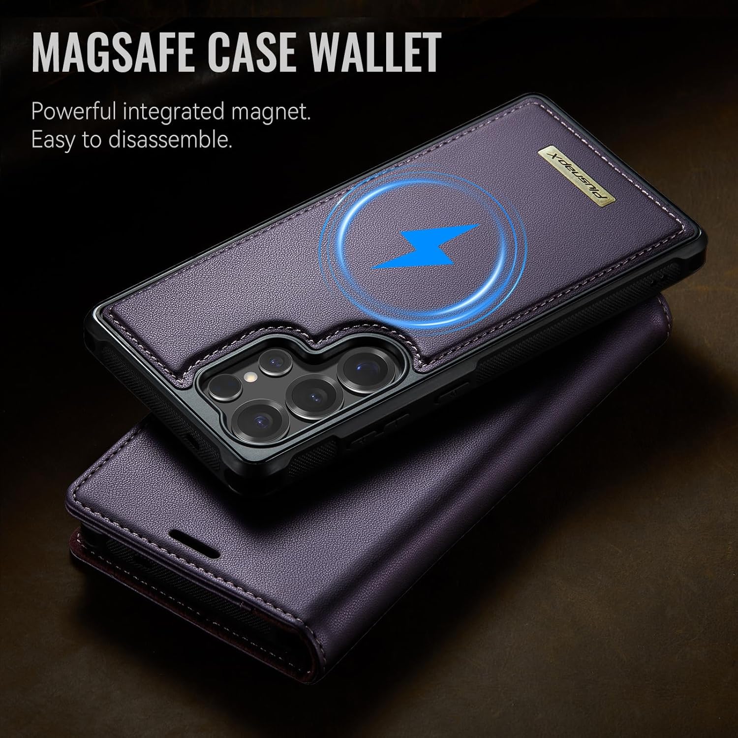 Wallet Case for Samsung Galaxy S25 Ultra Compatible with Magsafe, 2-in-1 PU Leather Flip RFID Blocking Card Holder Stand Shockproof Magnetic Detachable Cover for Galaxy S25 Ultra, Purple - Image 8