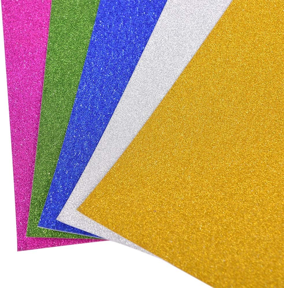 Glitter Card 16pk by Creator Zone | 2 x 8pk A4 Glitter Card Sheets | 5 Colours for Decoration, Arts and Crafts