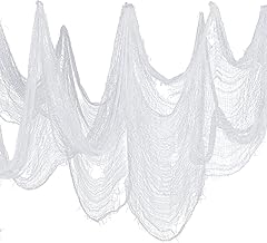 RFWIN 200 x 500CM Halloween Scary Gauze White Creepy Cloth Spooky Netting Halloween Party Supplies for Haunted House Drape Entryways Windows Cover Gauze Home Yard Doorways Outdoors Decoration