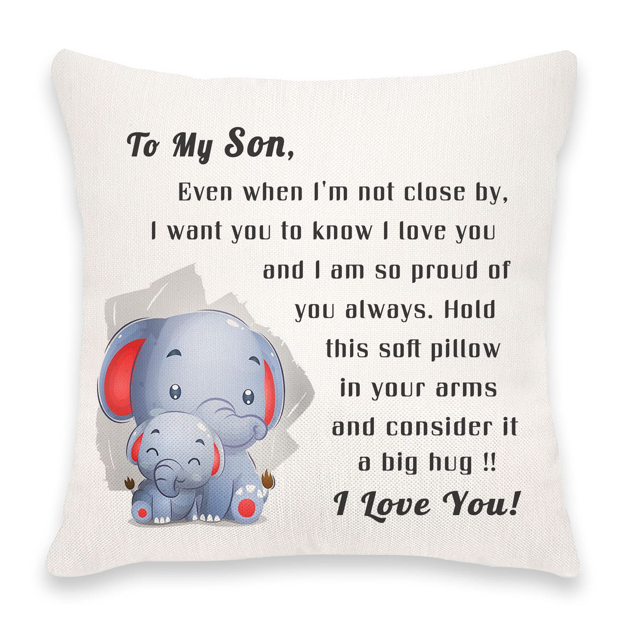 Son Throw Pillow Covers Son Gifts from Mom Dad, Funny Pillowcase Birthday Gifts for Son Graduation Home Decor Cushion Cover 18"x18"