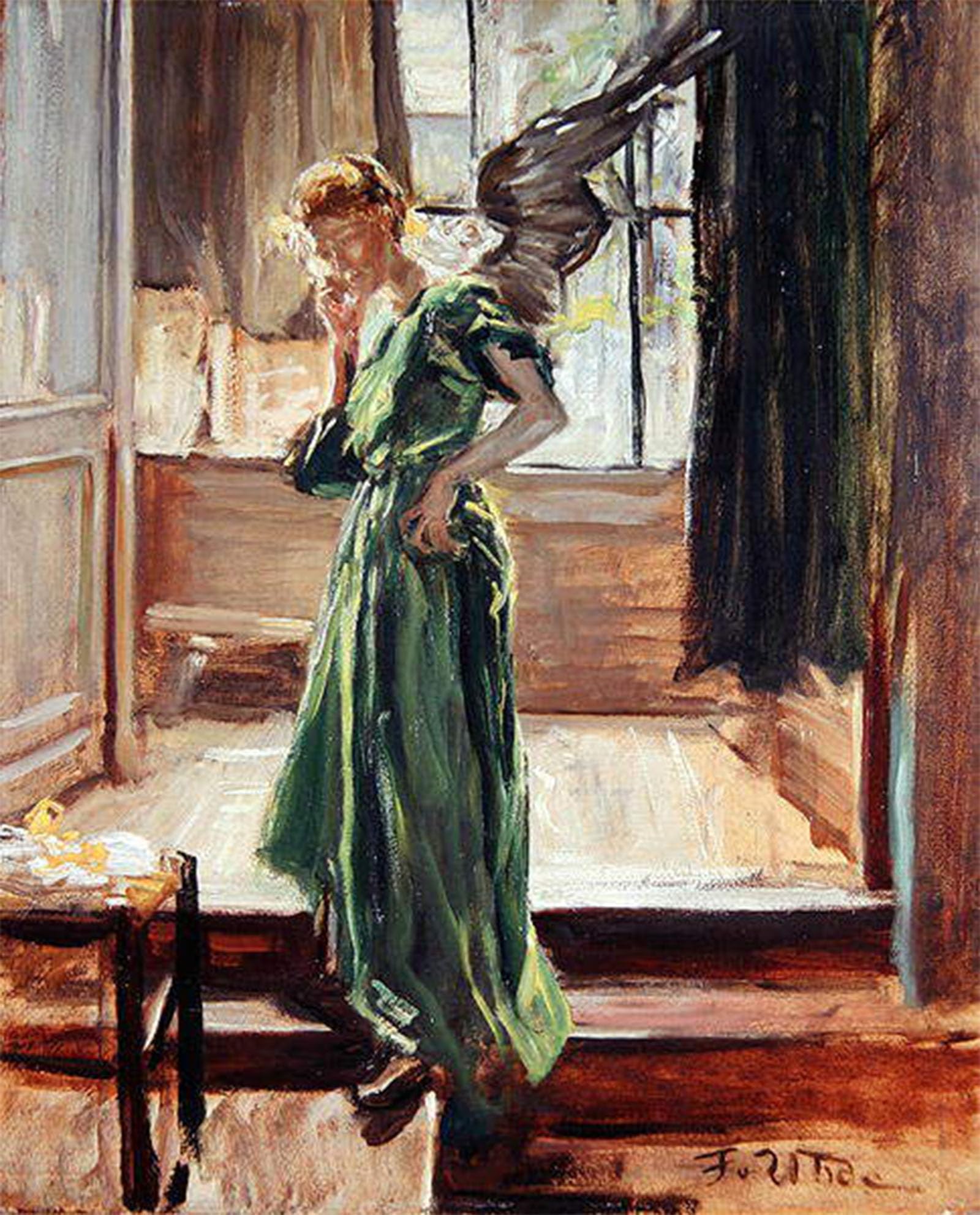 ARTXLXXBN Famous Painting Canvas Artwork Graffiti Print Model Resting by Fritz Von Uhde Portrait Canvas Image for Home Decor 60x90cm