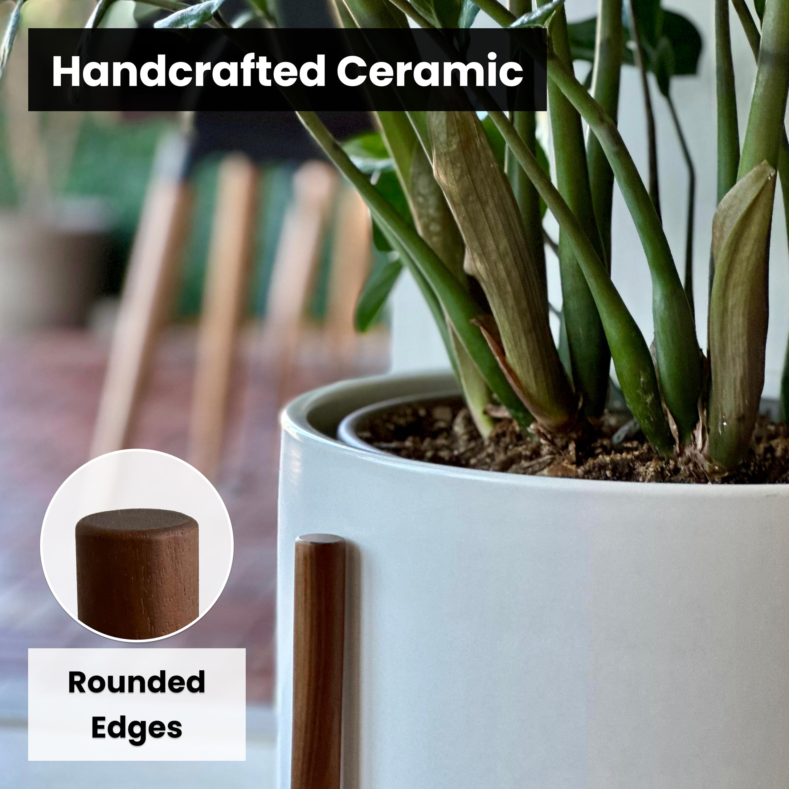 LE TAUCI 25 cm Vaso per Piante, Vaso in Ceramica per Piante da Interno, Vasi per