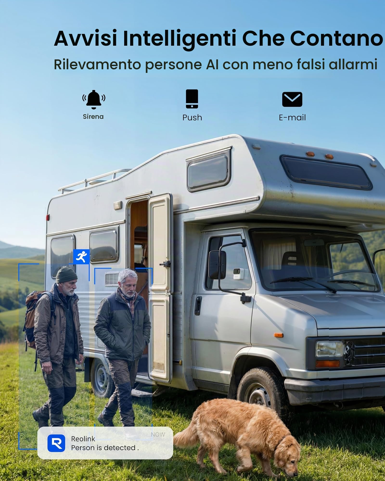 Reolink 4MP Telecamera Interno E1 & Argus MagiCam Magnetica Senza Fili Esterno/Interno, Vista 360°, Auto Tracking, Rilevamento IA, Visione Notturna, Audio Bidirezionale