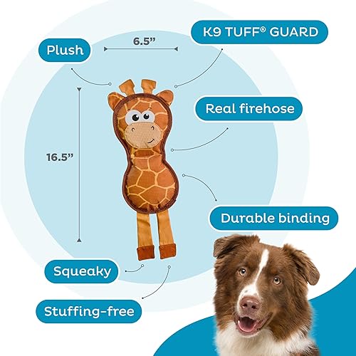 Miniatura 10 de Outward Hound Fire Biterz Cubez Brown Giraffe Squeaky Ballistic Firehose Dog Toy