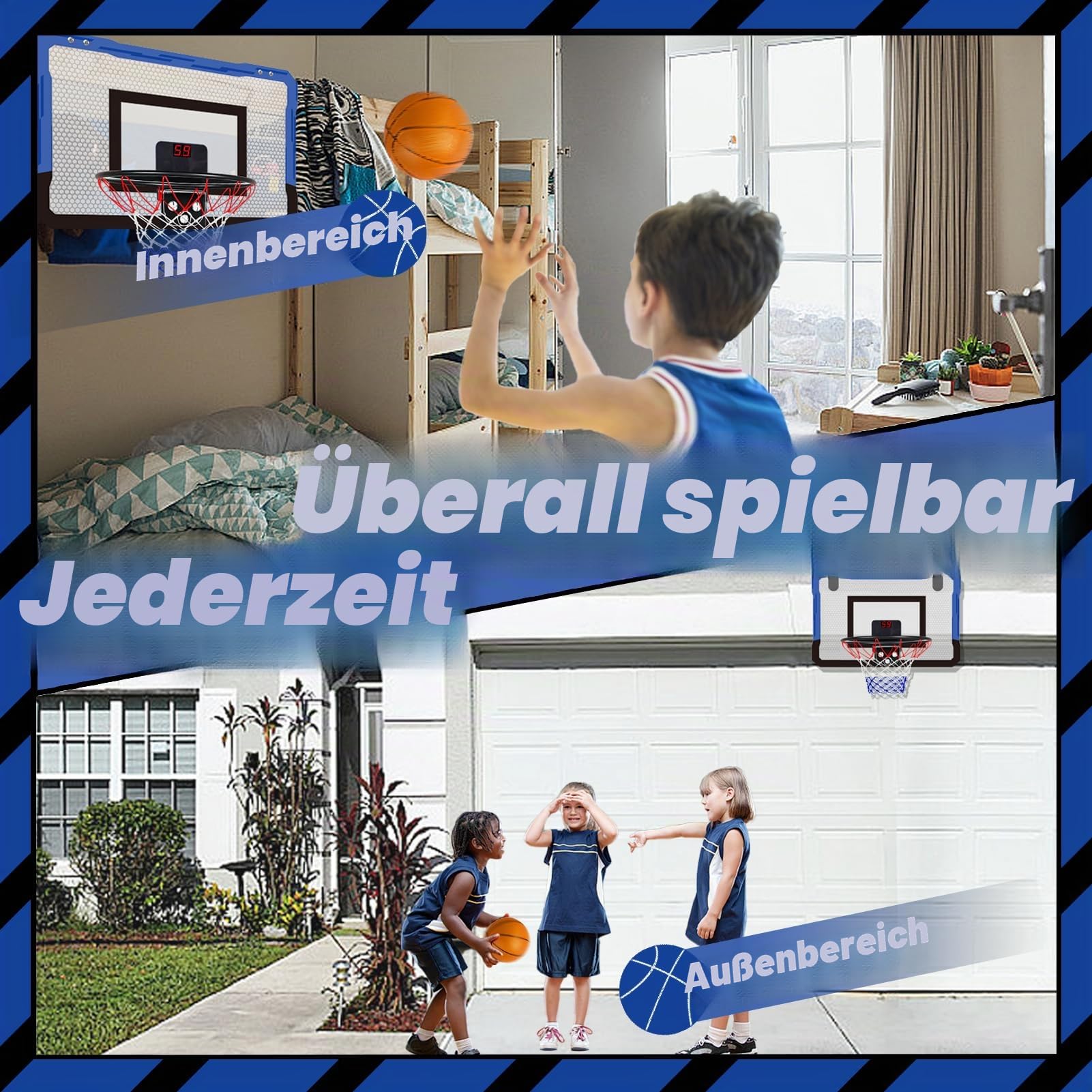 TEUVO Basketballkorb für Kinder und Erwachsene, Strong Indoor Mini Basketballkorb für Tür mit Pumpe, Basketballkorb Sport Spiele Geschenke für Teens Jungen Mädchen