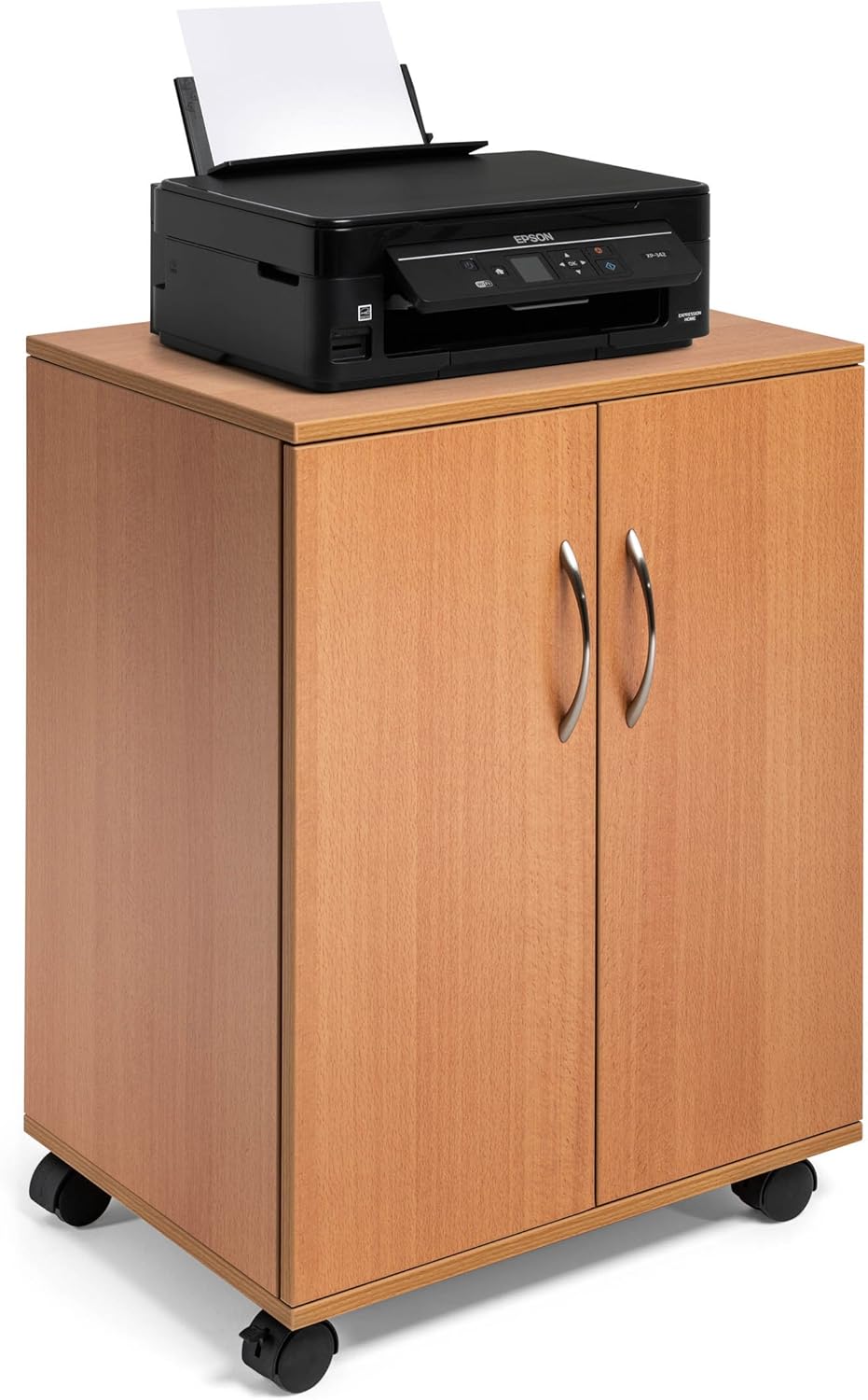 Durable Multi-Finctional Trolley with Closing Doors | Beech Colour | Perfect for Storing Documents, Folders, Files, etc. in Any Workplace Environment