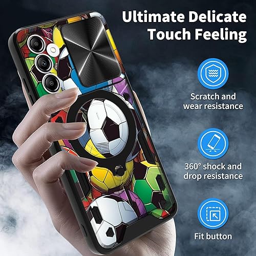 Vista 100 de Funda para Samsung Galaxy A13 5G con cubierta deslizante para lente de cámara y anillo giratorio de 360 grados, soporte híbrido de doble capa Flores