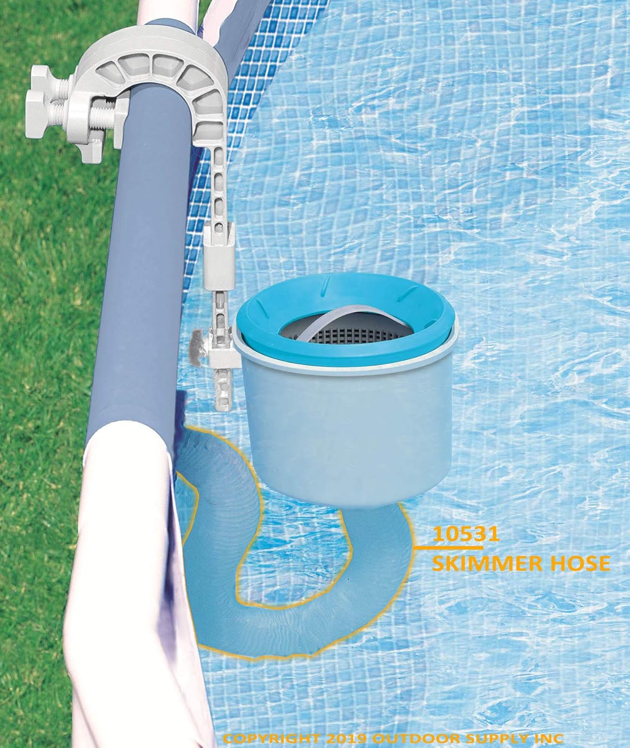 Intex Surface Skimmer with Replacement Hose installed on a pool