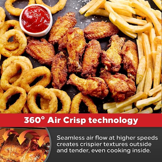 Emeril Lagasse Everyday 360 Stainless Steel Air Fryer, 360 Quick Cook Technology, XL capacity, 9-in-1, 12 Pre-Set Cooking Functions including Bake, Rotisserie, Broil, Pizza, Slow Cook, Toaster