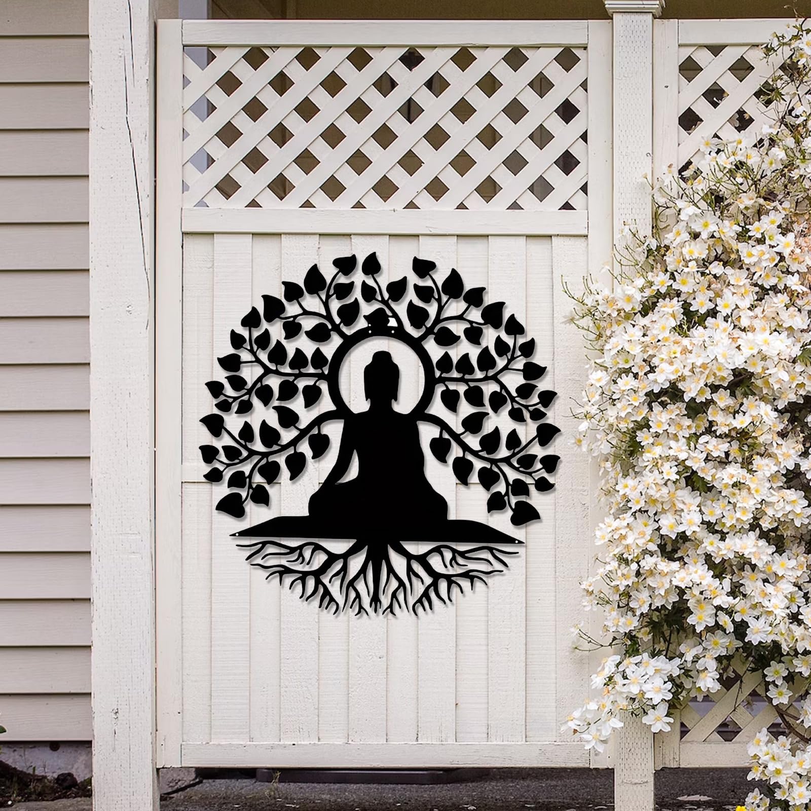 LEDBEL Árbol de la vida Decoración de pared, 50 cm, gran árbol de la vida, decoración de pared, metal, para meditación, yoga, altar, buda, decoración de interiores, Zen, exterior, jardín, terrazas