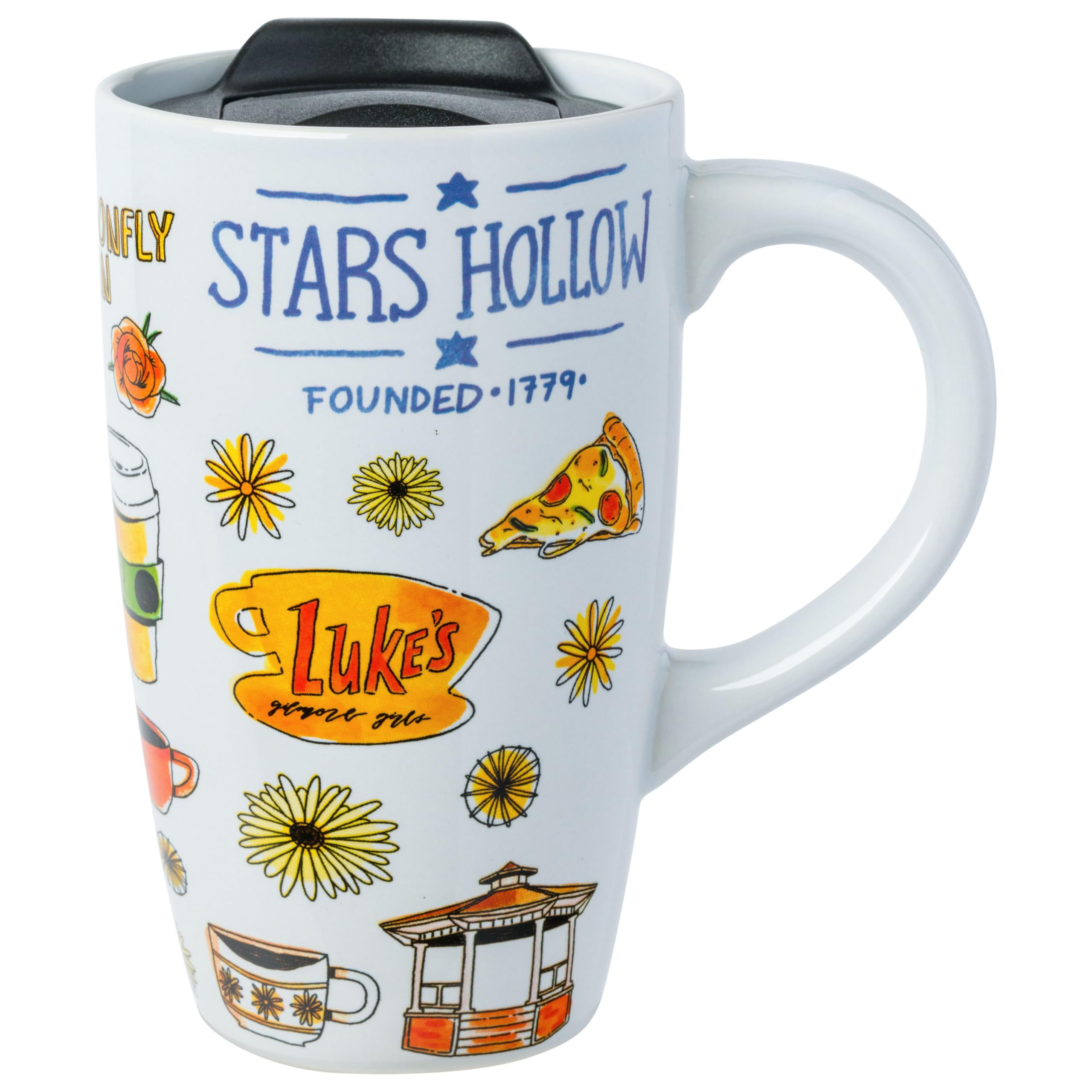 Silver Buffalo Gilmore Girls Stars Hallow Destination 16oz Ceramic Travel Mug w/Lid
