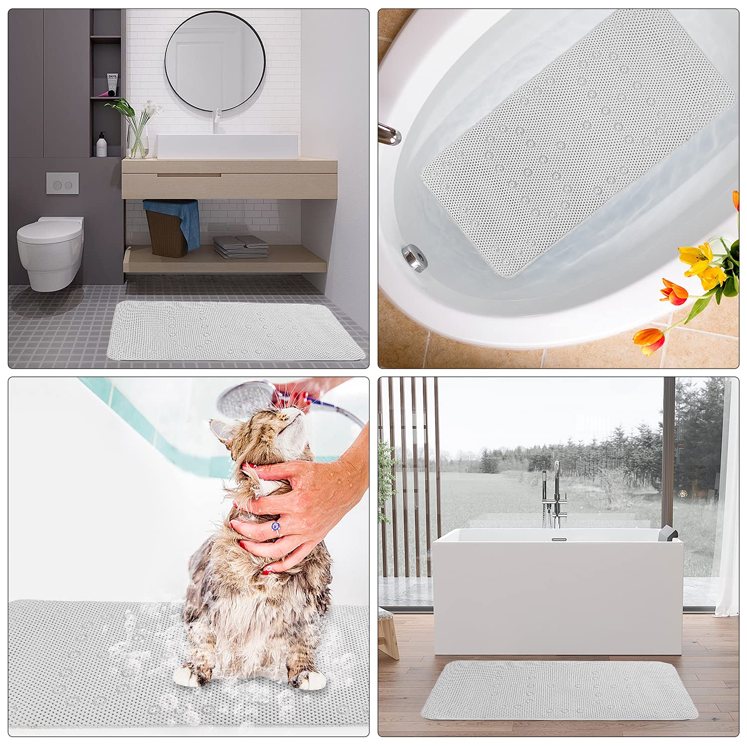 Tapis de Baignoire Antiderapant,100 x 40 cm,Tapis de Douche Extra Long