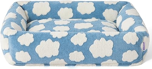 Miniatura 5 de LE SURE Bonita cama para perros grandes, camas lavables para mascotas, acogedor sofá ortopédico rectangular con felpa jacquard lanudo y parte