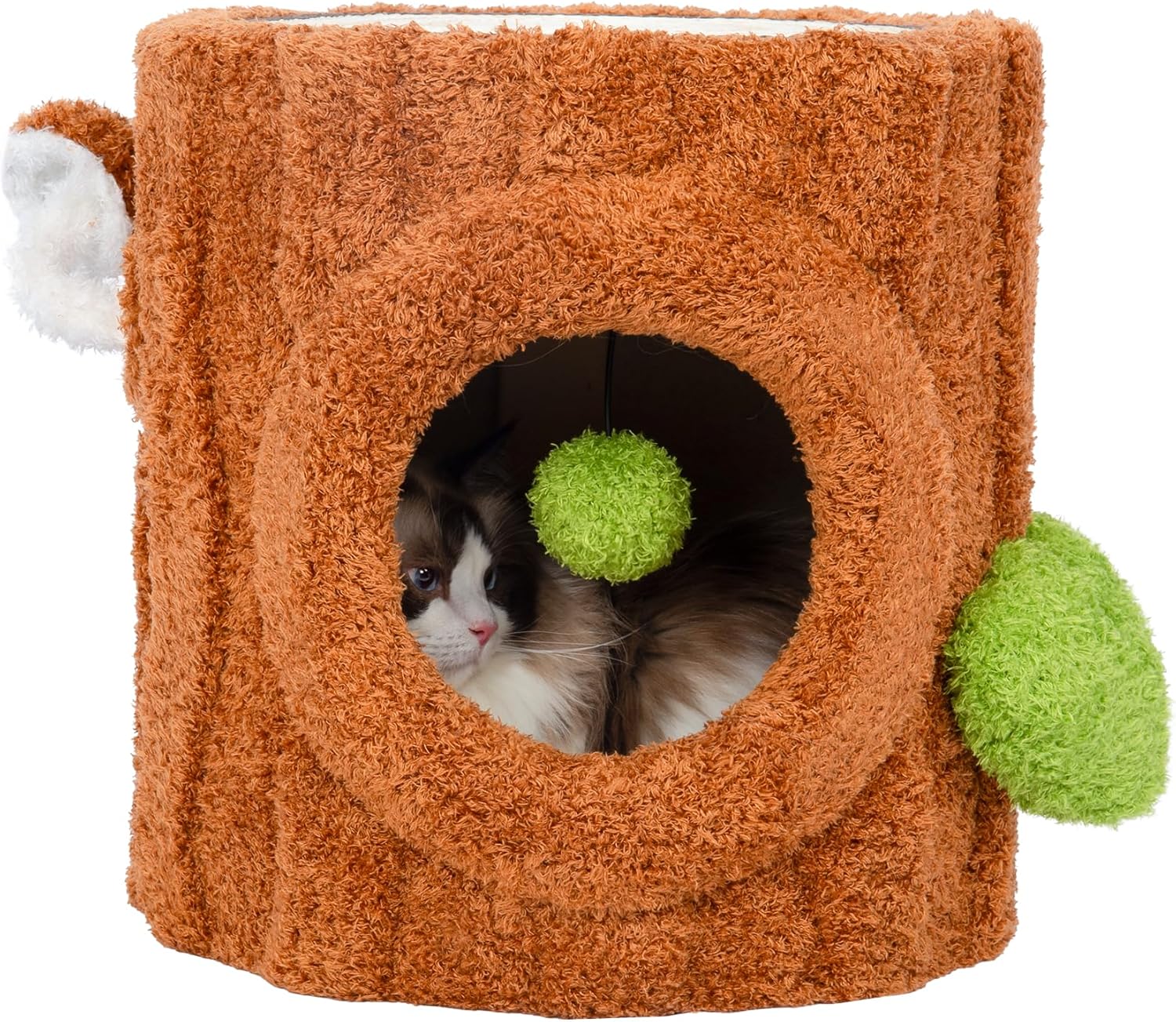 NUNU LAB Small Cat Tree for Indoor Cat- Natural Solid Wood Cat Tree Tower with Perch & Hideout, Compact Cat Condo with Sisal Scratching Post, Indoor Cat Furniture for Kittens & Small Cats (Green)