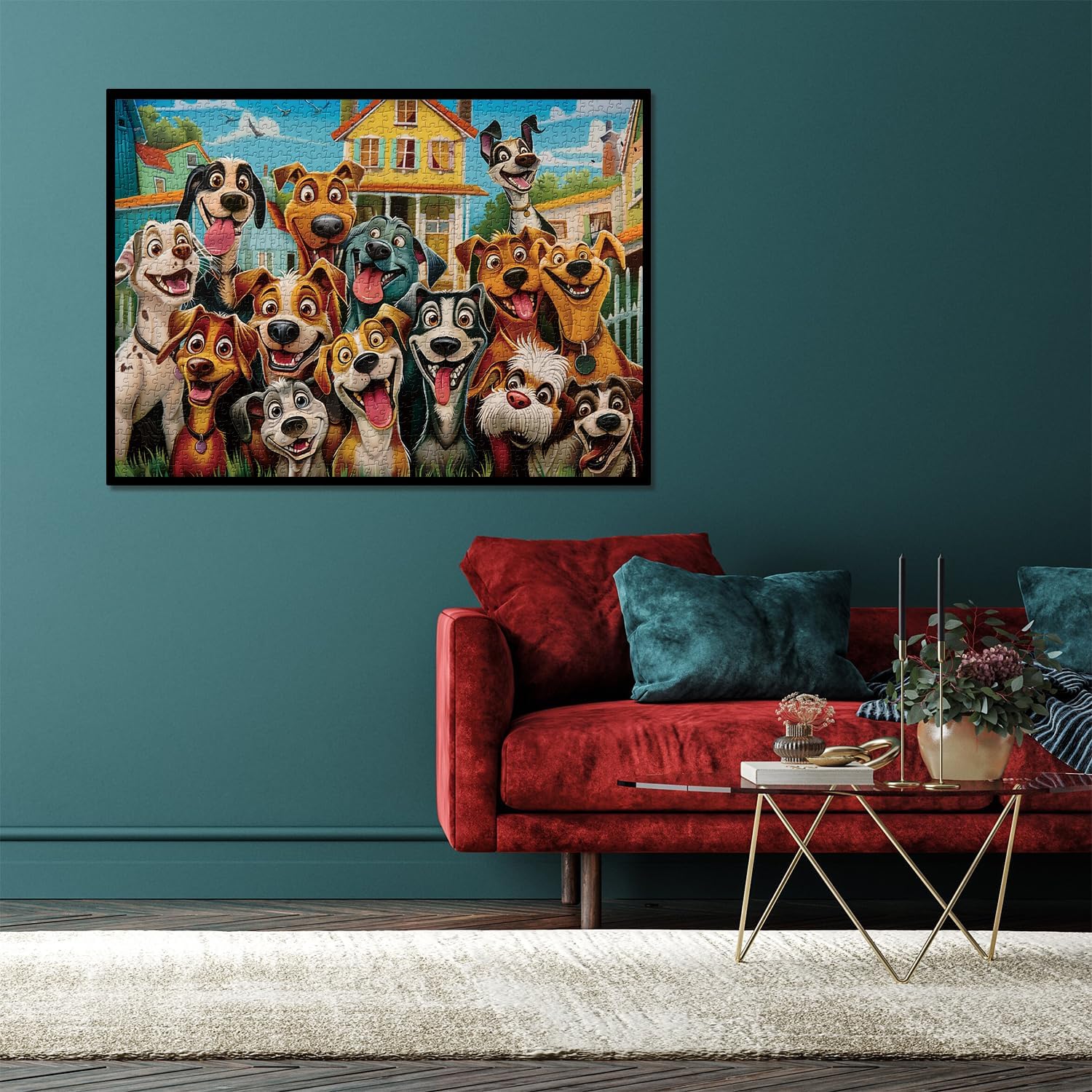 Funny Dog Puzzles for Adults 1000 Pieces, Cute Puppy Animal Jigsaw Puzzle, Challenging Happy Puppies Puzzle as Home Wall Art Decor