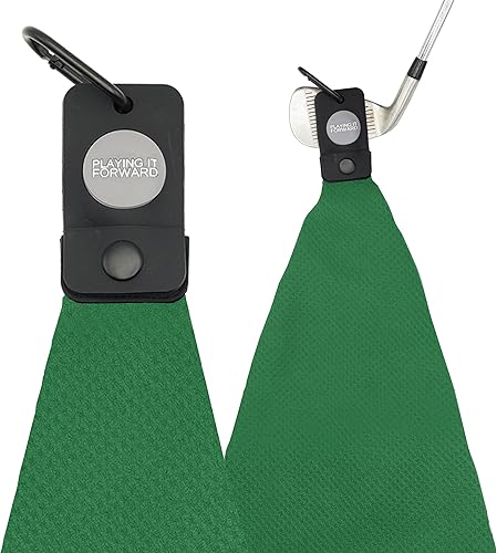 Playing It Forward Toalla de golf magnética para bolsas de golf con clip para hombres y mujeres, toalla de golf de microfibra con imán de fuerza