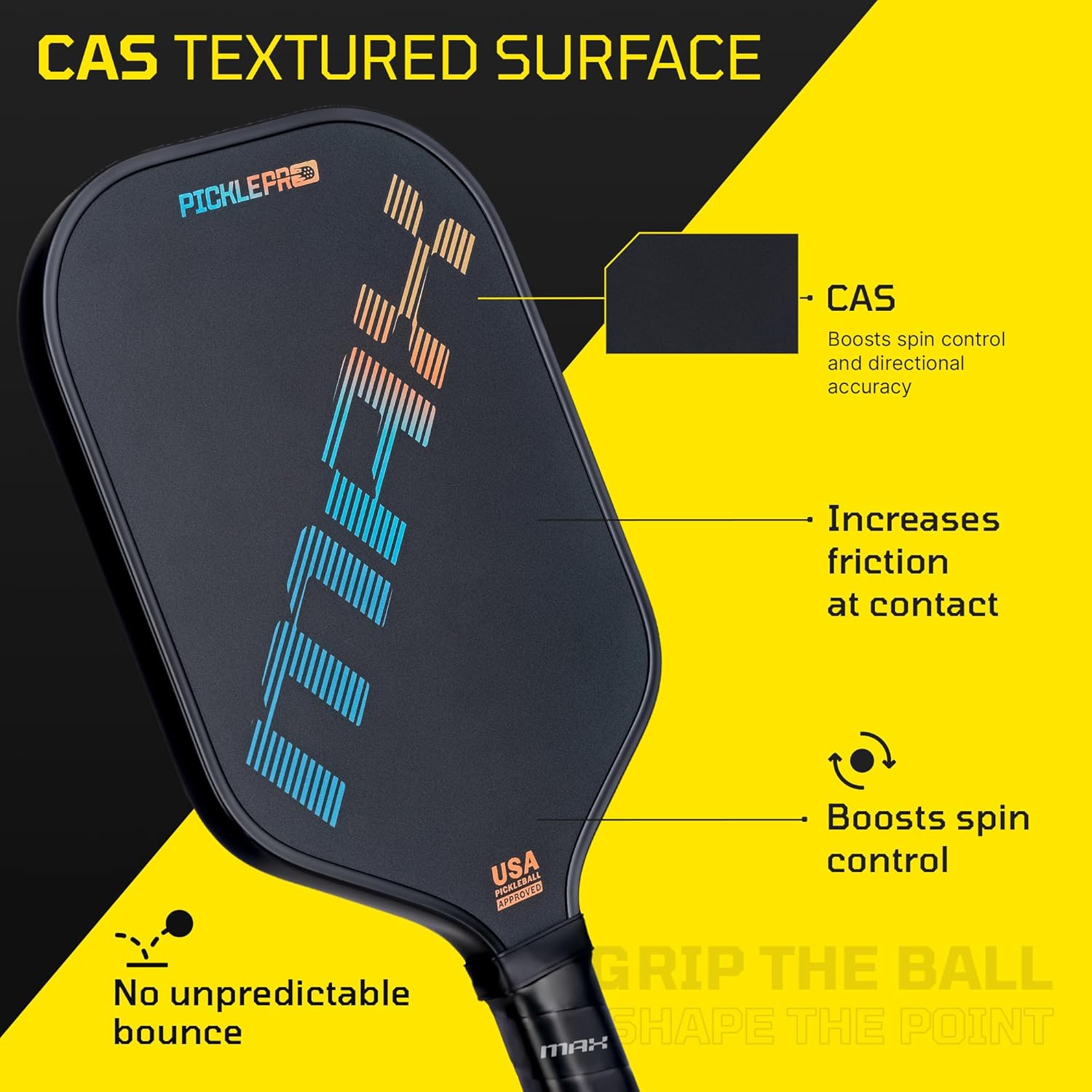 Premium Carbon Fiber Pickleball Paddle with Thermoformed Body, Foam Edge Walls & CAS/CFS Spin Surface – USAPA Approved, Tournament-Grade Power, Spin & Extended Play Durability - Premium Cover Included