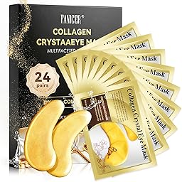 24 Paires Patch Yeux 24k Gold, Masques Hydratants Pour Les Yeux, Patch Anti Cernes Pour Au CollagèNe, éLimination Des Cernes Sombres et Poches, Femmes/Homme