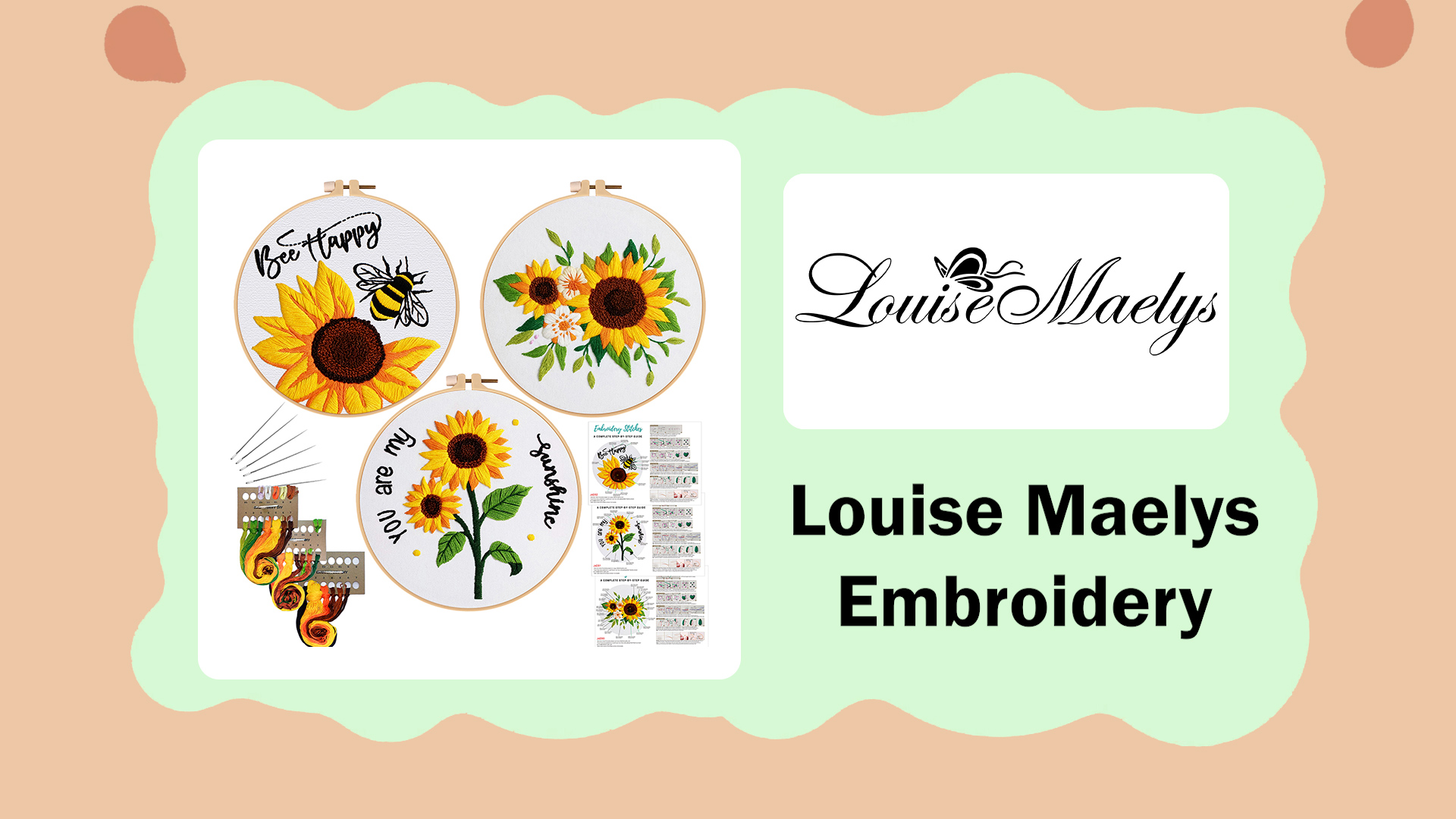 Amazon.com: Louise Maelys 3 Sets Sunflowers Embroidery Kit for