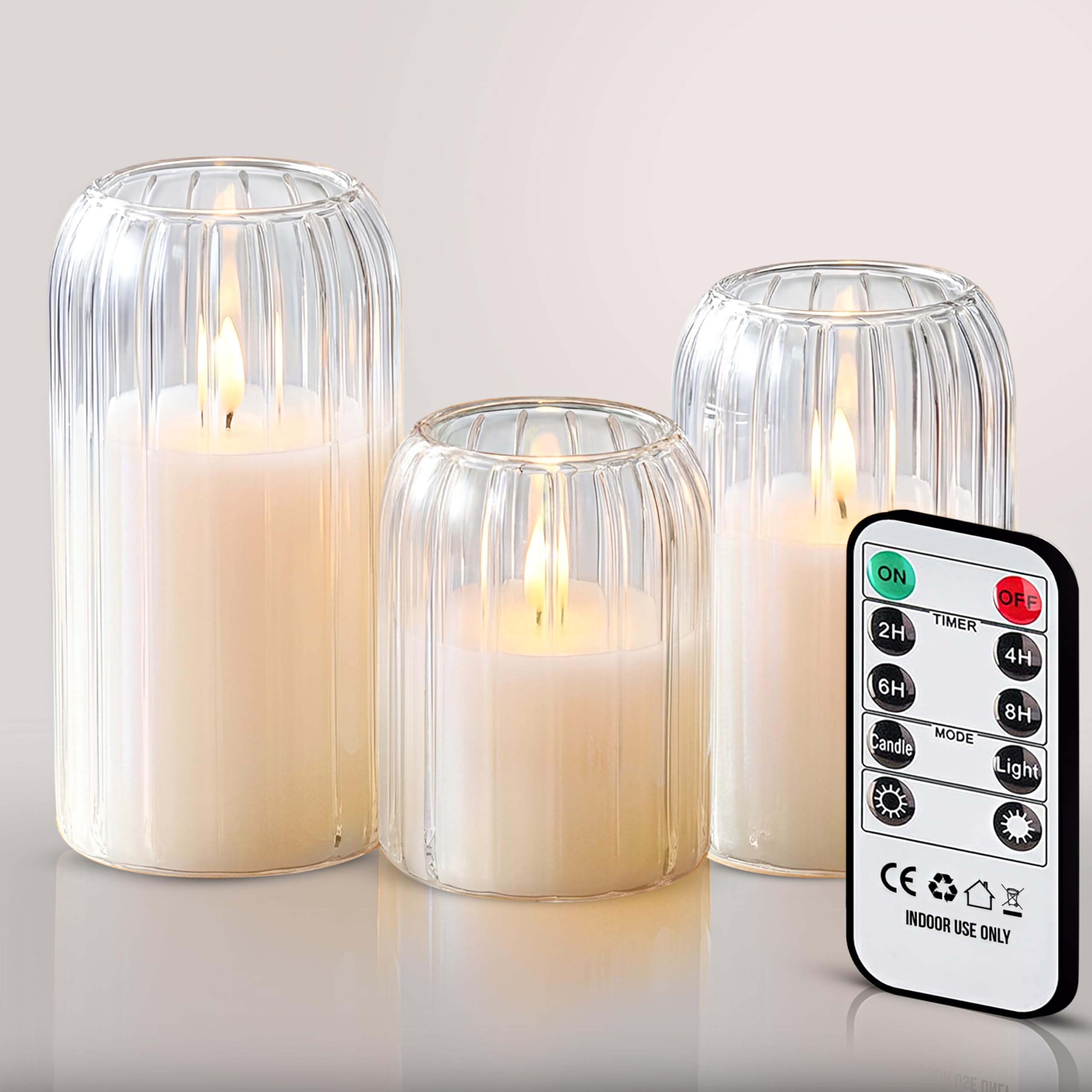 Velas LED LKH con brillo ajustable y diseño elegante de vidrio 8