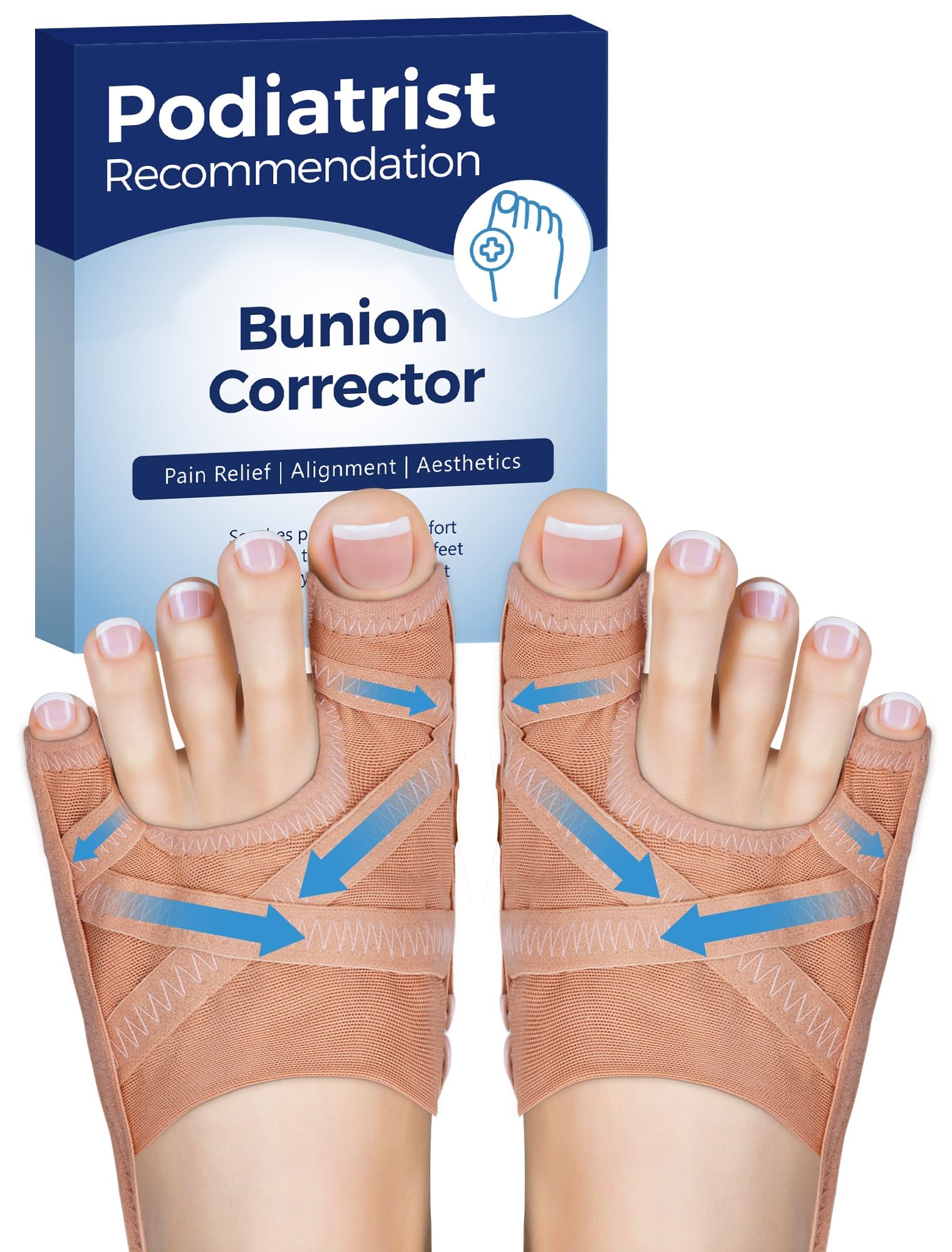 Habioer Hallux Valgus Bandage, Weich Silikon Gel Pad entzündeten Fußballen Fuß Zwei Zehenspreizer Separator Corrector （schwarz）