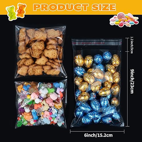 Miniatura 2 de Lhocm Bolsas de celofán autosellables, 100 bolsas de celofán de 5 x 7 pulgadas con sello, bolsa de plástico transparente individual para galletas,