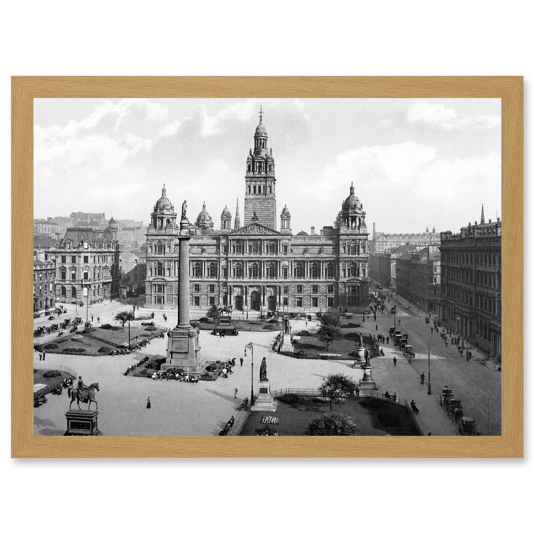 Artery8 Glasgow George Square Scotland Vintage Historic A4 Artwork Framed Wall Art Print