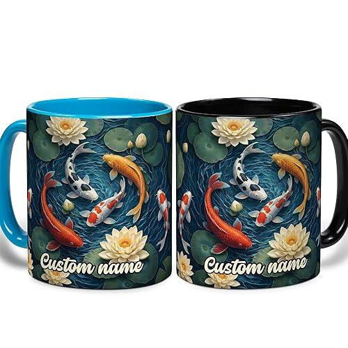 ThangPham Shop Personalized Koi Fish Changing Accent/Color Coffee Mug (11oz,15oz)