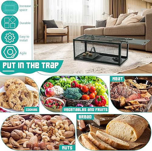 Miniatura 3 de Qualirey Trampa para ratas vivas, 2 unidades, trampa humana para ratones, ratones, jaula para animales pequeños, para interiores y exteriores,