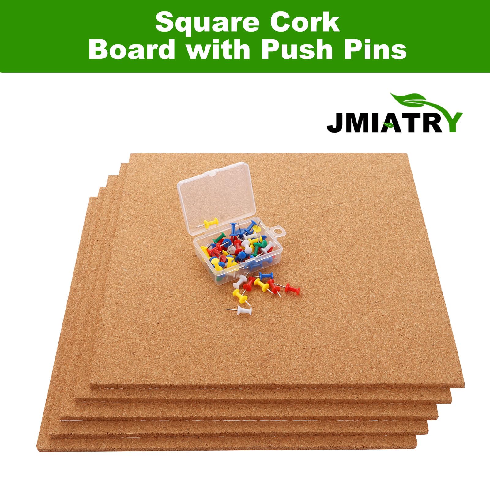 JMIATRY Lot de 12 tableaux carrés en liège autocollants de grande taille pour murs, 6 mm d'épaisseur, pour photos, dessins