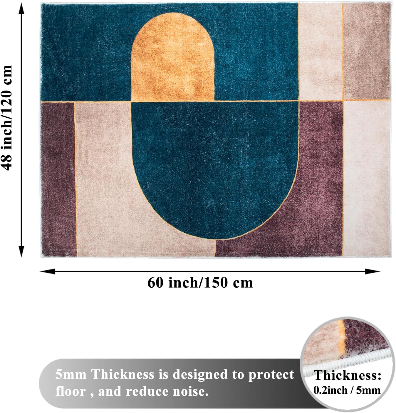 Office Chair Mat for Hardwood & Tile Floor - Rectangular Rug 48"60" Gaming Chair Mat for Low Pile Carpet & Hard Floor - Anti Slip (Multi-05)